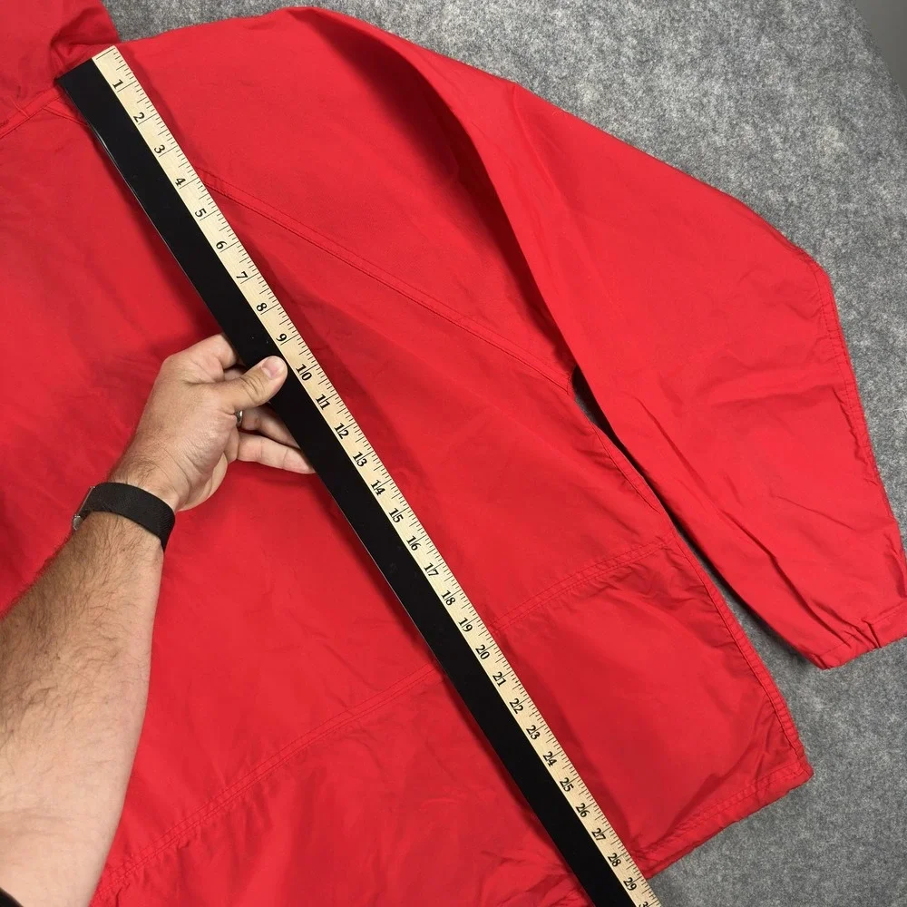 Vintage L.L.Bean Anorak Pullover Jacket Mens Large Red Nylon 1/4 Zip Hooded USA